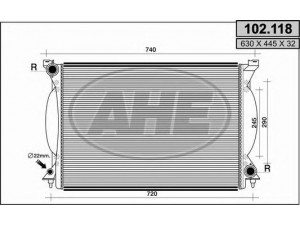 AHE 102.118 radiatorius, variklio aušinimas 
 Aušinimo sistema -> Radiatorius/alyvos aušintuvas -> Radiatorius/dalys
8E0121251C
