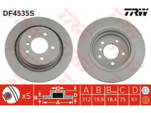 TRW DF4535S stabdžių diskas 
 Stabdžių sistema -> Diskinis stabdys -> Stabdžių diskas
34212227177