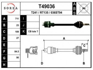 EAI T49036 kardaninis velenas 
 Ratų pavara -> Kardaninis velenas
7701348109, 7701388089, 7701498775