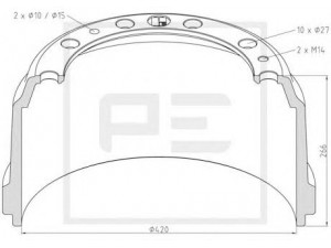 PE Automotive 196.008-00A stabdžių būgnas
605 0068, 650 2807 M