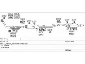 MTS C260368006283 išmetimo sistema 
 Išmetimo sistema -> Išmetimo sistema, visa