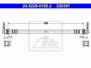 ATE 24.5229-0185.3 stabdžių žarnelė 
 Stabdžių sistema -> Stabdžių žarnelės
60 25 307 607, 77 04 003 957, 82 00 045 573