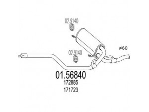 MTS 01.56840 vidurinis duslintuvas 
 Išmetimo sistema -> Duslintuvas
171723, 172885