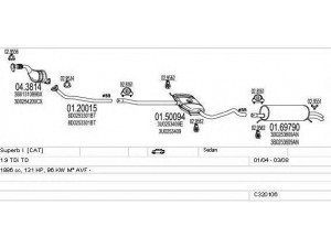 MTS C320106010774 išmetimo sistema 
 Išmetimo sistema -> Išmetimo sistema, visa