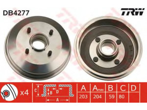 TRW DB4277 stabdžių būgnas 
 Stabdžių sistema -> Būgninis stabdys -> Stabdžių būgnas
1011288, 1499062, 4053719, 7173157