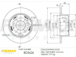 FREMAX BD-5626 stabdžių diskas 
 Dviratė transporto priemonės -> Stabdžių sistema -> Stabdžių diskai / priedai
4249.41, 4249.42, 51740250