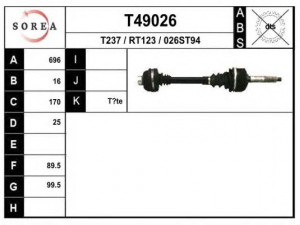 EAI T49026 kardaninis velenas 
 Ratų pavara -> Kardaninis velenas
7701453033