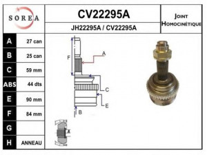 EAI CV22295AK jungčių komplektas, kardaninis velenas 
 Ratų pavara -> Sujungimai/komplektas
