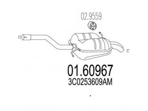 MTS 01.60967 galinis duslintuvas 
 Išmetimo sistema -> Duslintuvas
3C0253609AM