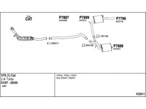 FENNO VO911 išmetimo sistema 
 Išmetimo sistema -> Išmetimo sistema, visa