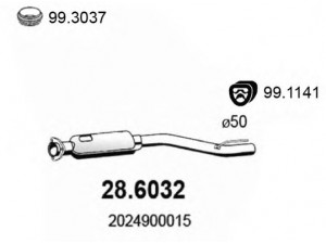ASSO 28.6032 vidurinis duslintuvas 
 Išmetimo sistema -> Duslintuvas
2024900015, 2024901821