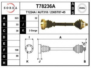 EAI T78236A kardaninis velenas 
 Ratų pavara -> Kardaninis velenas
893407272BN