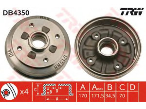 TRW DB4350 stabdžių būgnas 
 Stabdžių sistema -> Būgninis stabdys -> Stabdžių būgnas
D06126251, D06126251A