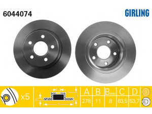 GIRLING 6044074 stabdžių diskas 
 Stabdžių sistema -> Diskinis stabdys -> Stabdžių diskas
1362867, 1362868, 2T142A315AC, 2T142A315BC