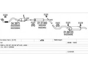 MTS C310105007005 išmetimo sistema 
 Išmetimo sistema -> Išmetimo sistema, visa