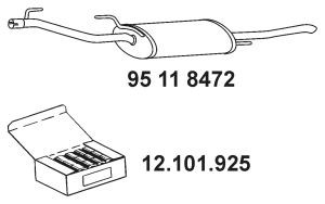 EBERSPÄCHER 95 11 8472 galinis duslintuvas 
 Išmetimo sistema -> Duslintuvas
1H5.253.609 S, 1H5253609B