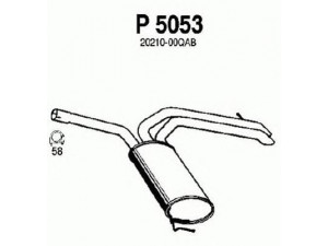 FENNO P5053 galinis duslintuvas 
 Išmetimo sistema -> Duslintuvas
20210-00QAA, 20210-00QAB, 4412794