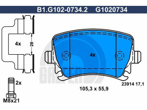 GALFER B1.G102-0734.2 stabdžių trinkelių rinkinys, diskinis stabdys 
 Techninės priežiūros dalys -> Papildomas remontas
3C0 698 451 A, 3C0 698 451 C