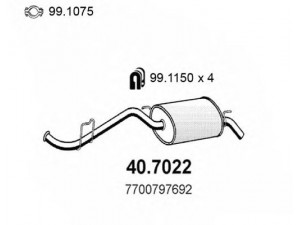 ASSO 40.7022 galinis duslintuvas 
 Išmetimo sistema -> Duslintuvas
7700410747, 7700797692, 7700797695