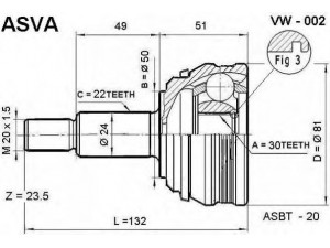 ASVA VW-002 jungčių komplektas, kardaninis velenas 
 Ratų pavara -> Sujungimai/komplektas
171498099B, 171498099BX