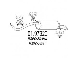 MTS 01.97920 galinis duslintuvas 
 Išmetimo sistema -> Duslintuvas
6Q9253609AE, 6Q9253609T, 6Q9253609AE