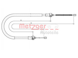 METZGER 10.6892 trosas, stovėjimo stabdys 
 Stabdžių sistema -> Valdymo svirtys/trosai
6001 549 112