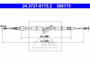 ATE 24.3727-0175.2 trosas, stovėjimo stabdys 
 Stabdžių sistema -> Valdymo svirtys/trosai
1J0 609 721 AR, 1J0 609 721 L, 1J0 609 721 R