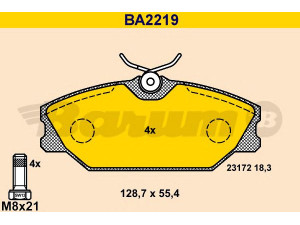 BARUM BA2219 stabdžių trinkelių rinkinys, diskinis stabdys 
 Techninės priežiūros dalys -> Papildomas remontas
77 01 206 379, 86 71 005 930, 86 71 016 177