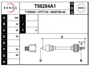 EAI T98284A1 kardaninis velenas 
 Ratų pavara -> Kardaninis velenas
49501-17150
