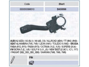 MAGNETI MARELLI 000050098010 vairo kolonėlės jungiklis 
 Vidaus įranga -> Rankinės/kojinės svirties sistema
8L0953513G, 1 121 519, 1121519