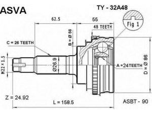 ASVA TY-32A48 jungčių komplektas, kardaninis velenas 
 Ratų pavara -> Sujungimai/komplektas
43410-32271, 43410-32281, 43420-32221