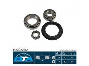 BTA H20020BTA rato guolio komplektas 
 Ašies montavimas/vairavimo mechanizmas/ratai -> Rato stebulė/montavimas -> Rato guolis
16 03 065, 16 03 193, 90005147