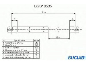 BUGIAD BGS10535 dujinė spyruoklė, bagažinė 
 Priedai -> Bagažinė/pakrovimo skyrius
132718, 90481269