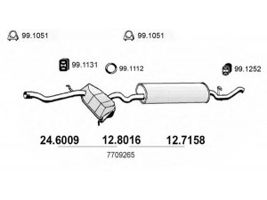 ASSO 12.8016 vidurinis / galinis duslintuvas 
 Išmetimo sistema -> Duslintuvas
7662701, 7709265