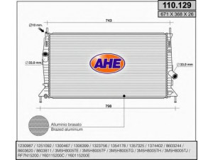 AHE 110.129 radiatorius, variklio aušinimas 
 Aušinimo sistema -> Radiatorius/alyvos aušintuvas -> Radiatorius/dalys
1230987