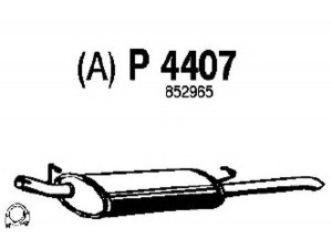 FENNO P4407 galinis duslintuvas 
 Išmetimo sistema -> Duslintuvas
852287, 852882, 852965