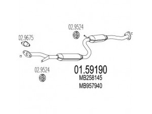MTS 01.59190 vidurinis duslintuvas 
 Išmetimo sistema -> Duslintuvas
MB258145, MB957940, 30818190
