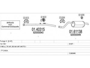MTS C280846015944 išmetimo sistema 
 Išmetimo sistema -> Išmetimo sistema, visa