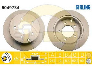 GIRLING 6049734 stabdžių diskas 
 Stabdžių sistema -> Diskinis stabdys -> Stabdžių diskas
4615A119, MN116332, 4615A1024