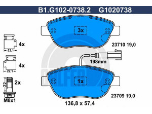 GALFER B1.G102-0738.2 stabdžių trinkelių rinkinys, diskinis stabdys 
 Techninės priežiūros dalys -> Papildomas remontas
77363420, 77363958, 77364473, 77364875