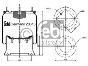 FEBI BILSTEIN 20313 dėklas, pneumatinė pakaba
21222239, 2 229 0003 00