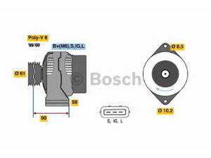 BOSCH 0 986 043 061 kintamosios srovės generatorius