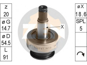 ERA 225660 laisvos eigos pavara, starteris 
 Elektros įranga -> Starterio sistema -> Starterių dalys
M008T75073, M191T68771, M191X68171