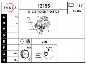 EAI 12196 starteris 
 Elektros įranga -> Starterio sistema -> Starteris
M1T68681, 23300CA000