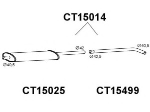 VENEPORTE CT15014 vidurinis duslintuvas 
 Išmetimo sistema -> Duslintuvas
172291, 172824, 7910030921, 91519172