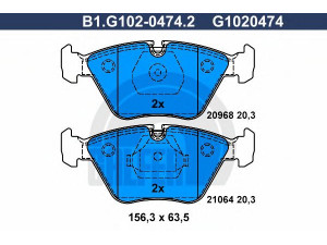 GALFER B1.G102-0474.2 stabdžių trinkelių rinkinys, diskinis stabdys 
 Techninės priežiūros dalys -> Papildomas remontas
34 11 1 157 569, 34 11 1 157 813