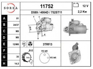 EAI 11752 starteris 
 Elektros įranga -> Starterio sistema -> Starteris
1300198080, 46000344