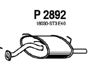 FENNO P2892 galinis duslintuvas 
 Išmetimo sistema -> Duslintuvas
18030-ST3E40, 18030-ST3E60, 18030-ST3E61
