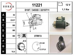 EAI 11221 starteris 
 Elektros įranga -> Starterio sistema -> Starteris
4474746, 4474747, 4474750, 77218430