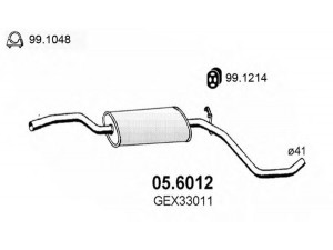 ASSO 05.6012 vidurinis duslintuvas 
 Išmetimo sistema -> Duslintuvas
GEX33011